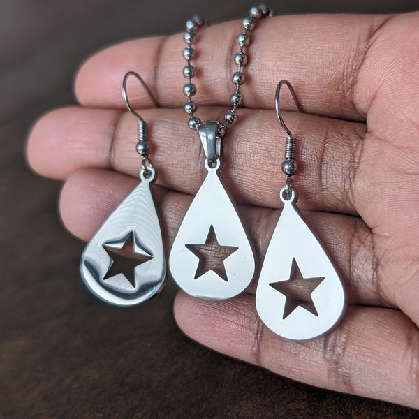Conan Gray Solid Stainless Steel Found Heaven Star Earrings - Hanging Drop Pendants Never Ending Song Design Copy Gift Jewellery Guitar Pick