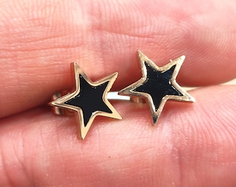 Blackstar Rose Gold Stud Oorbellen in roestvrij staal Goud Black Rose Gold Thunder, schattige oorbellen, opvallende sieraden, geschenken, feestthema