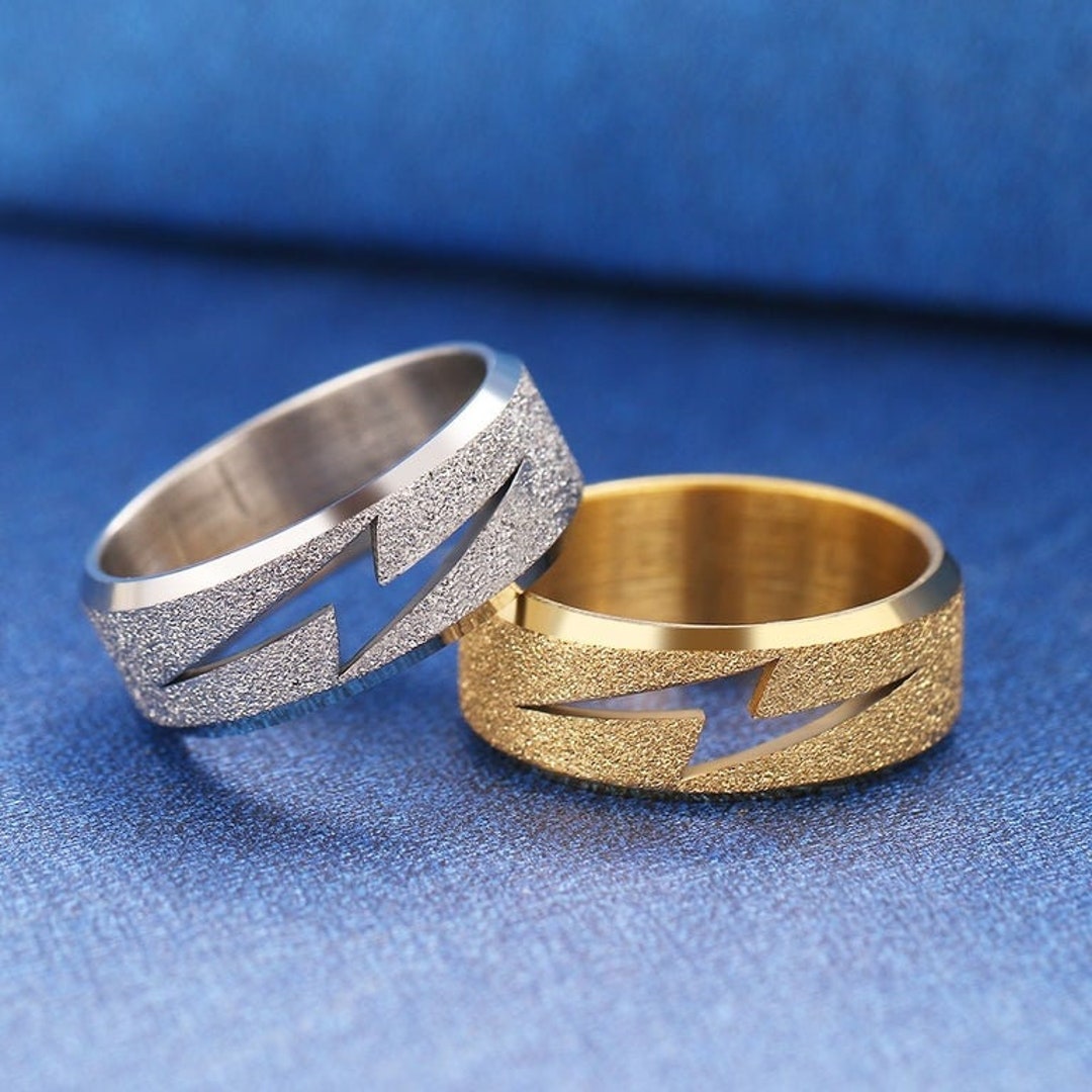 Lightning Bolt Ring in Stainless Steel gold/silver Etsy