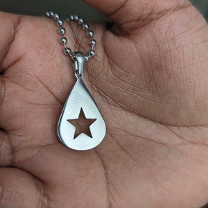 Conan Gris Acero Inoxidable Sólido Encontrado Heaven Star Colgante y Cadena de Bolas Diseño de Canción Sin Fin Copia Regalo Joyería Púa de Guitarra imagen 5