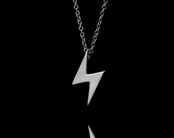Mens Lightning Bolt Necklace (Stainless Steel) Flash thunder, Bold Jewellery, Gifts, Mens Necklace, Rustic, Cool Chain