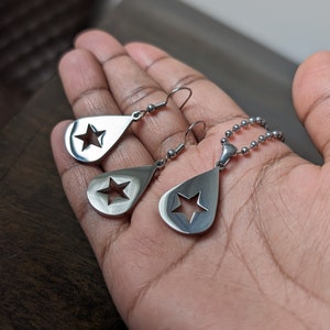 Conan Gray Solid Stainless Steel Found Heaven Star Earrings Hanging Drop Pendants Never Ending Song Design Copy Gift Jewellery Guitar Pick image 5