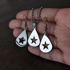 Conan Gray Solid Stainless Steel Found Heaven Star Earrings Hanging Drop Pendants Never Ending Song Design Copy Gift Jewellery Guitar Pick image 7