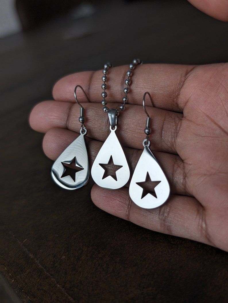 Conan Gray Solid Stainless Steel Found Heaven Star Earrings Hanging Drop Pendants Never Ending Song Design Copy Gift Jewellery Guitar Pick 画像 7