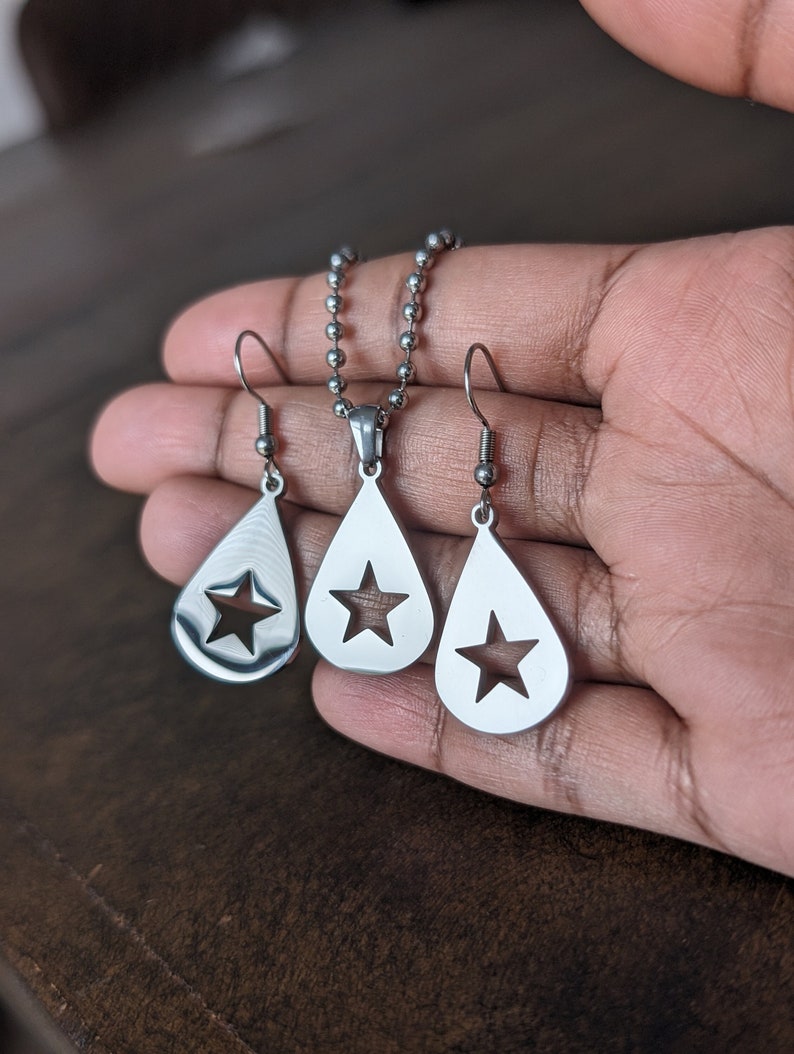Conan Gray Solid Stainless Steel Found Heaven Star Earrings Hanging Drop Pendants Never Ending Song Design Copy Gift Jewellery Guitar Pick image 1