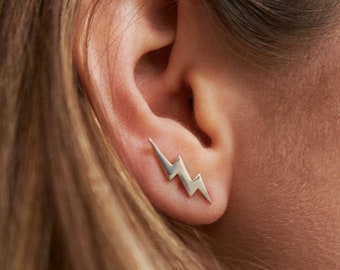 Jagged Lightning Bolt Ear Climbers - 925 Silver, Sterling Silver, Gold, Rose Gold, Flash thunder Tiny Dainty, Cute Earrings, Gifts