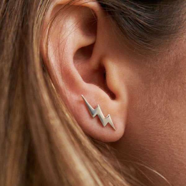 Jagged Lightning Bolt Ear Climbers - 925 Silver, Sterling Silver, Gold, Rose Gold, Flash thunder Tiny Dainty, Cute Earrings, Gifts