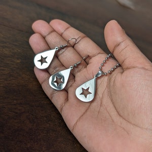 Conan Gray Solid Stainless Steel Found Heaven Star Earrings Hanging Drop Pendants Never Ending Song Design Copy Gift Jewellery Guitar Pick 画像 4