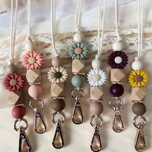 Lanière marguerite • Porte-badge • Cadeau pour enseignant • Breakaway • Perles en silicone • Perles • Porte-carte d'identité • Cadeau pour infirmière