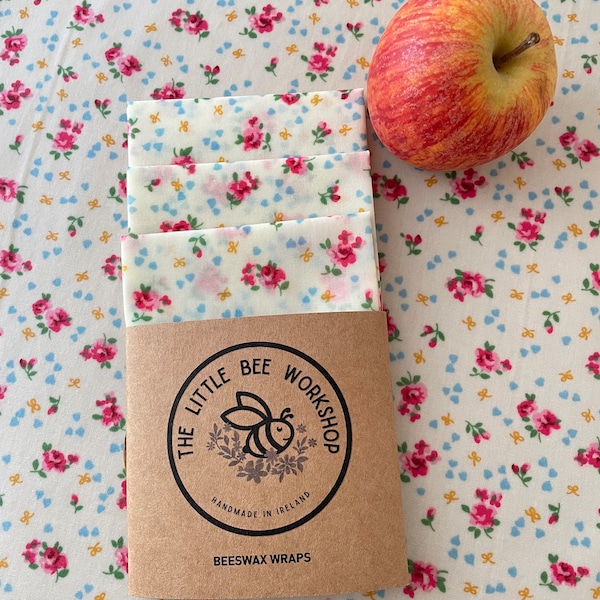 BEESWAX FOOD WRAPS. 100% natural Reusable Zero waste Environmentally friendly Plastic free Eco friendly gift. Handmade in Ireland