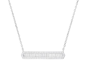 Bar Necklace for Women | Luxurious Diamond CZ Bar Necklace | 925 Sterling Silver Necklace For Girls | 14k Gold Over silver Necklace