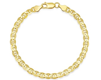 Italian Men Bracelet | Italian Mariner Chain Bracelet 8.5" | 925 Sterling Silver Bracelet For Boys | 14k Gold Over Silver