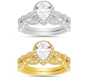 CZ Rings for Women | 2pc Diamond CZ Stackable Ring Set For Girls | 925 sterling silver Rings For Ladies | 14k Gold Rings For Girls