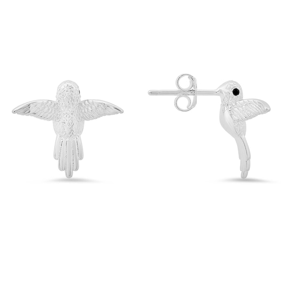 Pair of 925 Sterling Silver White CZ Hummingbird Minimal Earrings Pair of 925 Sterling Silver White CZ Hummingbird Minimal Earrings