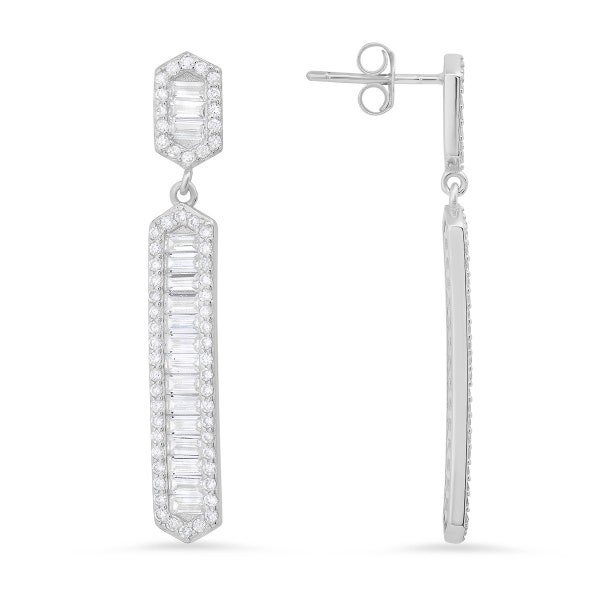 Bar Earrings for Women | Luxurious Diamond CZ Dangling Bar Earrings For Girls | 925 sterling silver Earrings For Ladies | 14k Gold Earrings