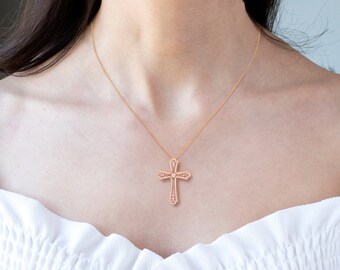 Evoklo Collar De Doble Cruz Para Mujer, Collar De Cruz Grues | Envío Gratis