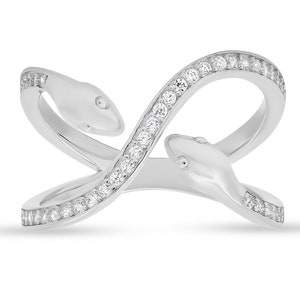 CZ Rings for Women | Diamond Snake &quot;X&quot; Bypass Rings For Girls | 925 sterling silver Rings For Ladies