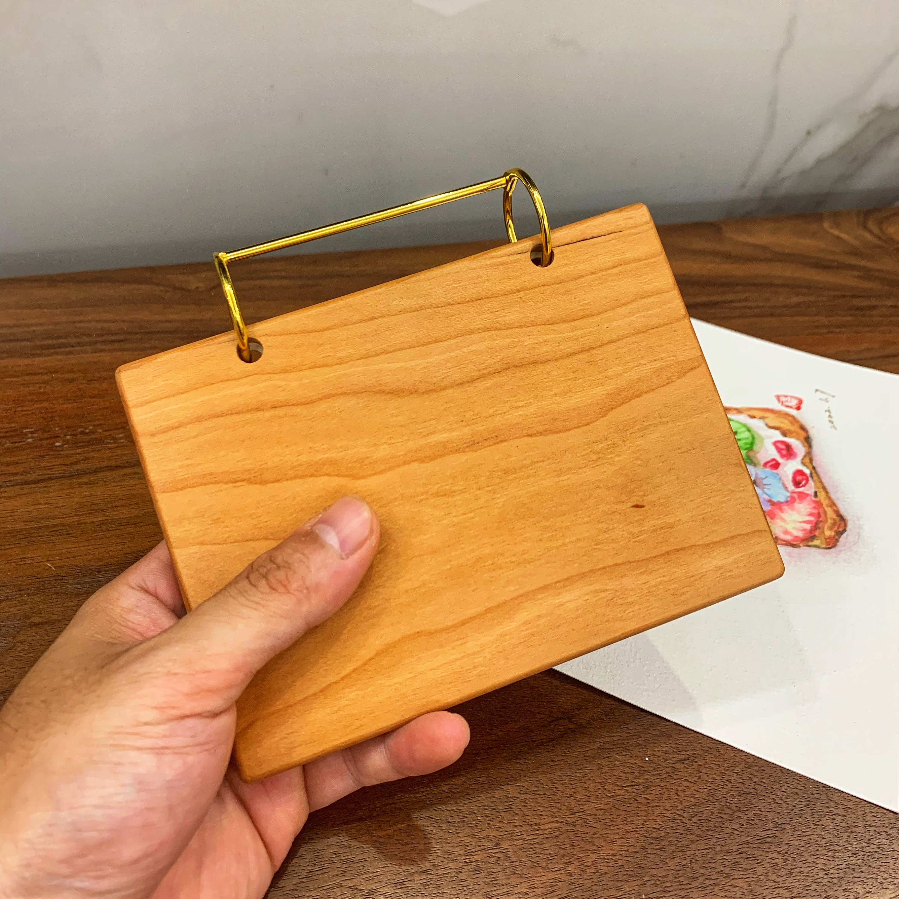 EJWQWQE Watercolor Notebook Portable Mini Pigment Tray Wooden Color  Watercolor Packaging Box Foldable Art Student Travel 