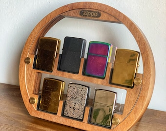 Case for 7 Zippo Lighters,Collectible Organizer Box,Walnut Zippo box,zippo holder,Display ,Lighters Box,husband gift personalized