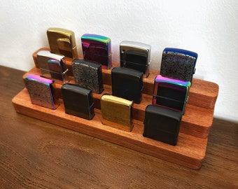 Handmade Zippo box, Upright display for 12 Zippo Lighters,personalized,zippo holder,Collectible Organizer Box, Lighters Box,husband gift