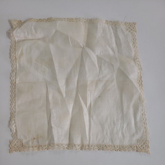 Beautiful Vintage Irish Linen Hankie Cream Beige … - image 1