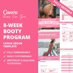 8-Week Booty Workout Plan: Canva eBook Template (PLR Digital Product)