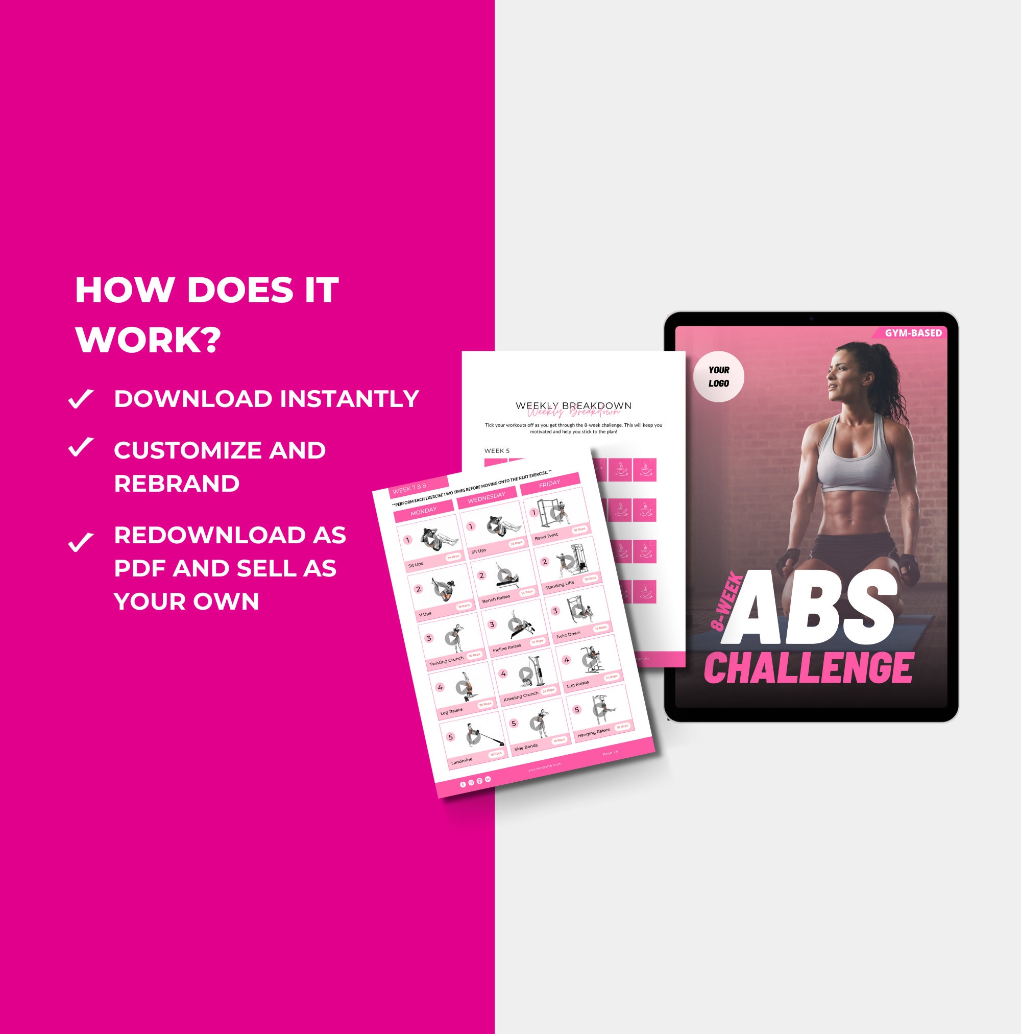 8week Abs Challenge, Fitness Program Template for Health and Fitness