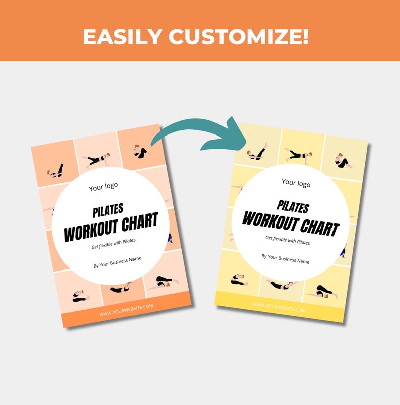 Pilates Workout Chart, Exercise Chart, PLR Digital Products, Canva eBook Template, Done For You Editable Template For Your Coaching Business