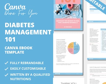 Diabetes Management eBook Template: Canva PLR Digital Product