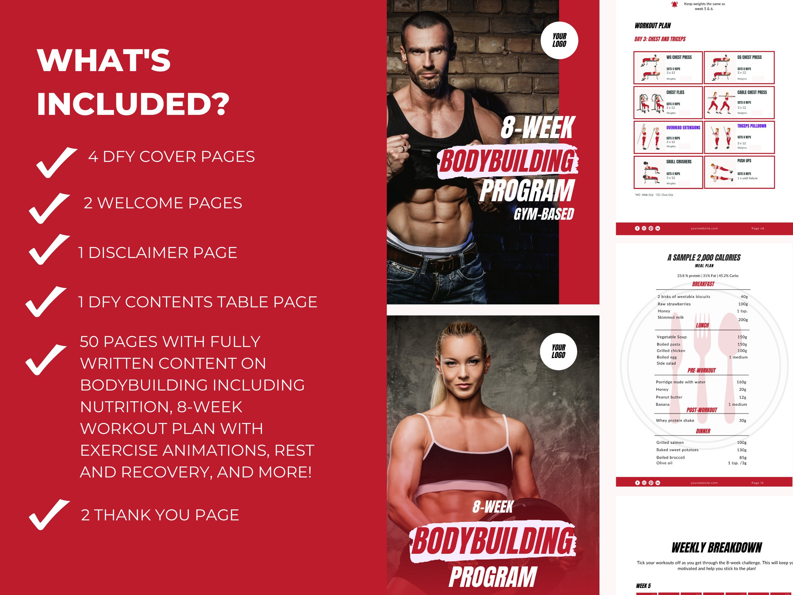 8-week Bodybuilding Program Fitness Program Template Health - Etsy