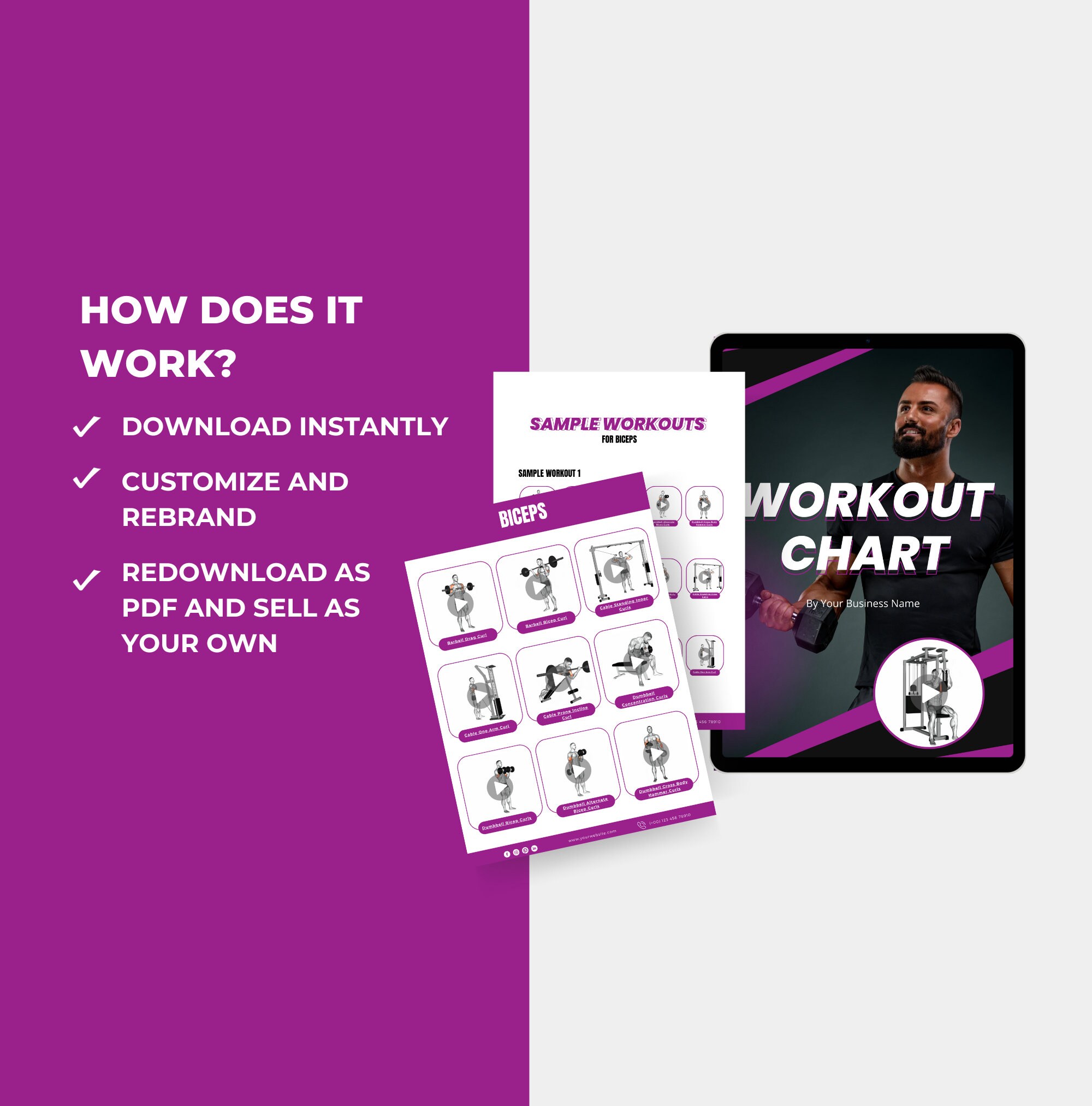 Workout Chart, Male Workout Chart, Exercise Chart With Exercise Videos ...