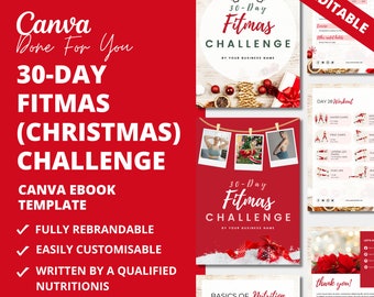 30-Day Fitmas Challenge: Canva eBook Template (PLR Digital Product)