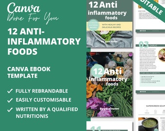 Anti-Inflammatory Foods eBook: Canva Template with Recipes (PLR Digital Product)