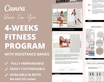 Resistance Band Workout Program: 4-Week Canva eBook Template (PLR)