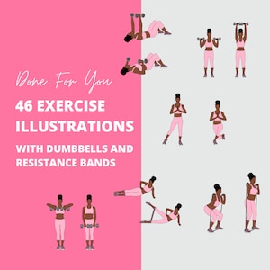 46 Ćwiczenia Ilustracje w formacie PNG, Ilustracje 2D, Afroamerykańska postać kobieca, Clipart ćwiczeń, Clipart ćwiczeń