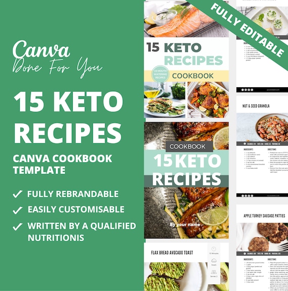 Keto Recipe eBook Template: 15 PLR Recipes for Canva
