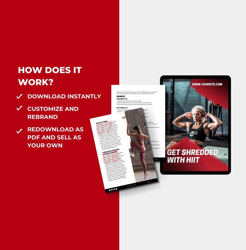 HIIT Guide, fitness program template, workout template for health and fitness coaches, fitness eBook template, DFY health coach content