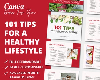 101 Healthy Lifestyle Tips eBook: Canva Template (PLR)