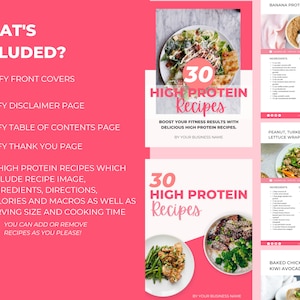 30 High Protein Recipes, Recipe Book Template, PLR Digital Product, Done For You Canva eBook Template For Your Coaching Business, Editable