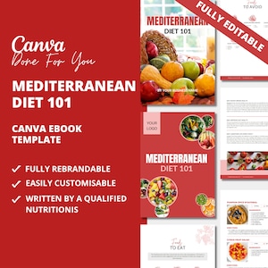 Mediterranean Diet 101, PLR Digital Product, Canva eBook Template, Done For You Editable Template  For Your Coaching Business, PLR Products