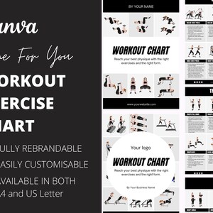 Workout Chart Exercise Chart With Exercise Illustrations and - Etsy