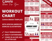 Workout Chart Canva Template: Black African Female Character (PLR Digital Product)