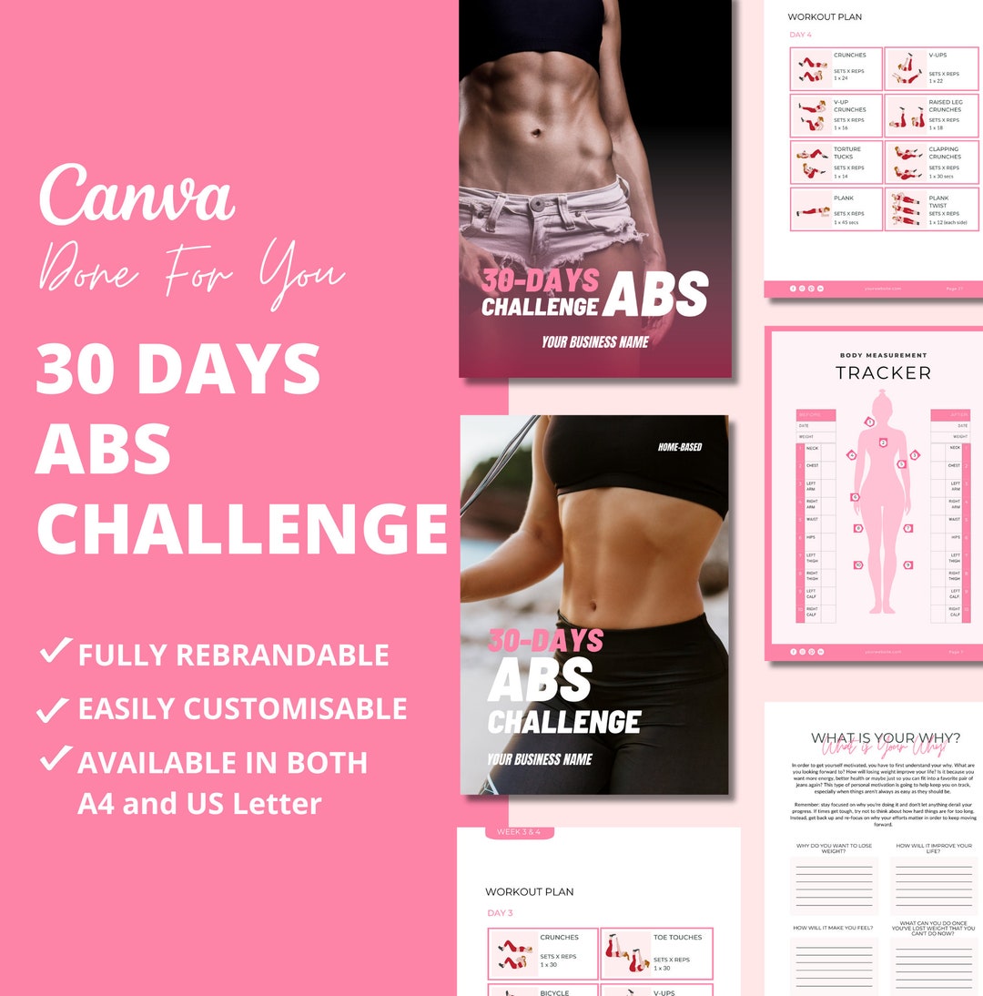 30-day Abs Challenge: Canva Workout Template (PLR Digital Product) - Etsy