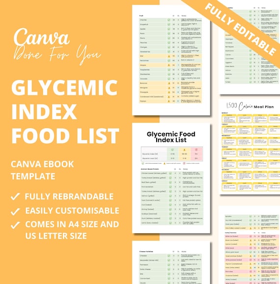 Glycemic Index Food List: Low Carb Chart, Diabetes Menu (PLR Digital Product)