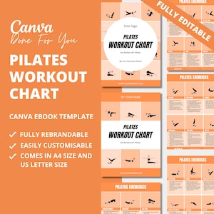 Pilates Workout Chart, Exercise Chart, PLR Digital Products, Canva eBook Template, Done For You Editable Template For Your Coaching Business