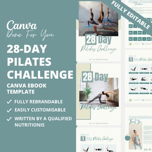 28-Day Pilates Challenge, Fitness Program Template, Health Coaching Resources, DFY Exercise, Fitness eBook Template for Health Coaches, DFY