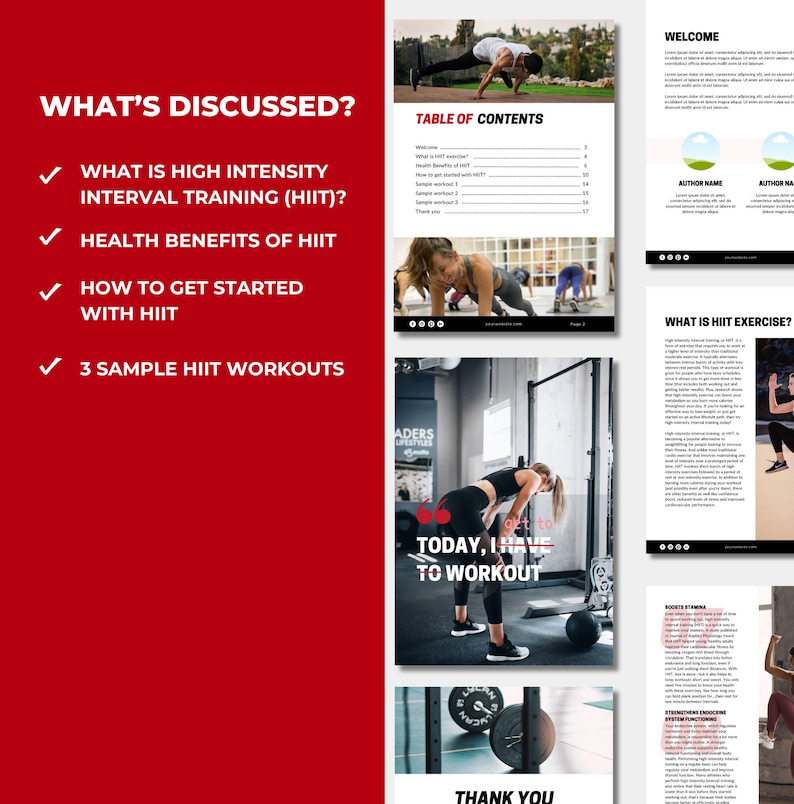 HIIT Guide, fitness program template, workout template for health and fitness coaches, fitness eBook template, DFY health coach content