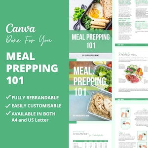 Meal Prepping 101, PLR Digital Products, eBook Template Canva, Done For You, Editable Nutrition Template For Your Coaching Business