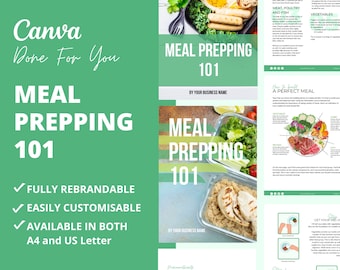 Meal Prepping 101, Nutrition eBook Template, Customizable eBook Template for Health and Fitness Coaches, DFY coach content