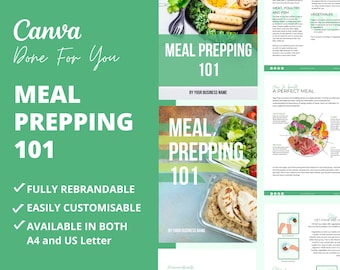 Meal Prepping 101: Canva eBook Template for Nutrition Coaches (PLR Digital Product)